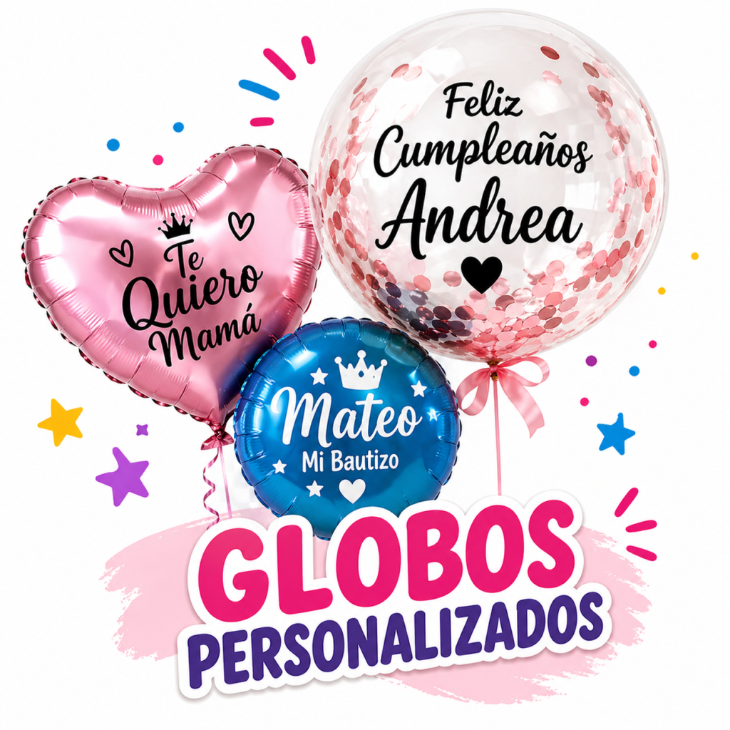 conjunto de globos personalizados con diferente texto