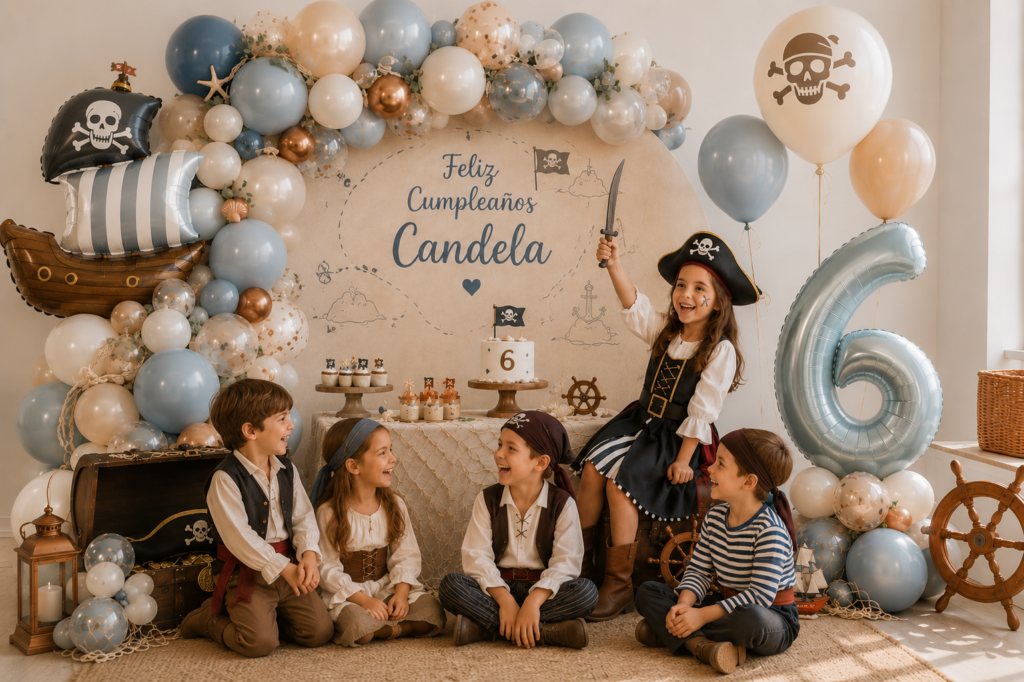 decoración de cumpleaños, temática de piratas.