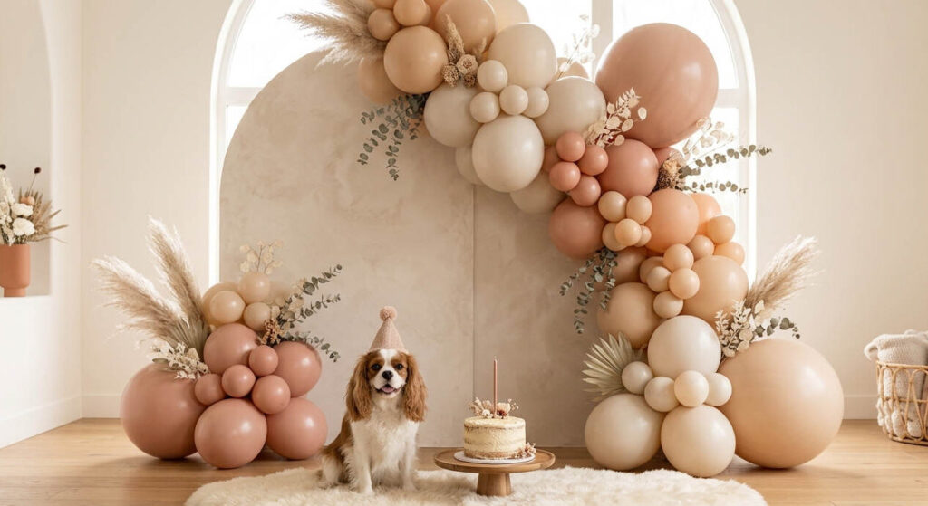 cumpleaños de perro con decoración de globos en Murcia