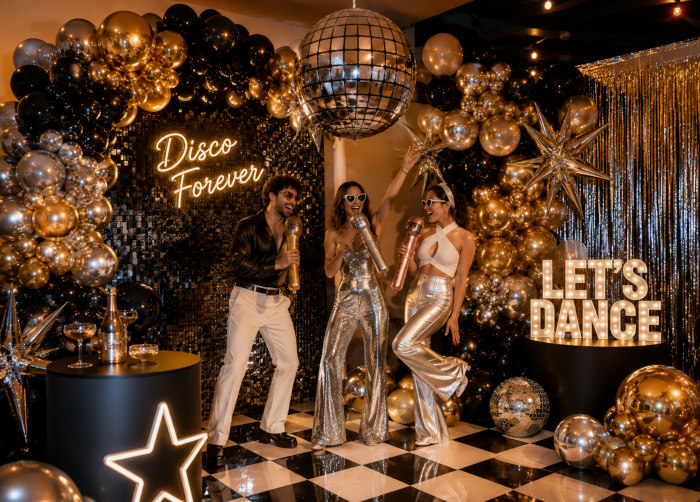 decoración con globos en fiesta temática