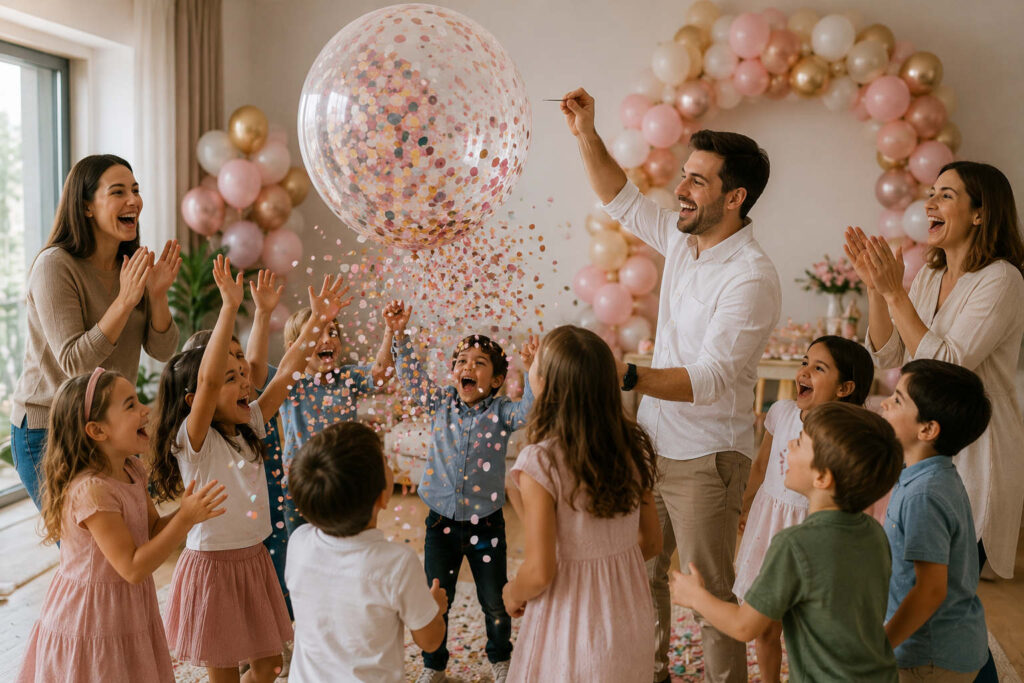 gran globo sorpresa para fiestas y cumpleaños familiares